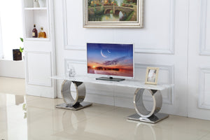 Luxury Home Marble Top Brushed Stainless Steel Base TV Stand