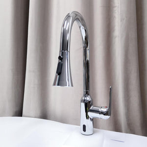 Touchless Sink Mixer Single Handle Pull Out Spray Sensor Kitchen Faucet