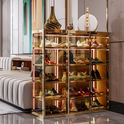 Luxury Large Capacity Storage Shoe Rack Tempered Glass Shoe Cabinet Home Furniture