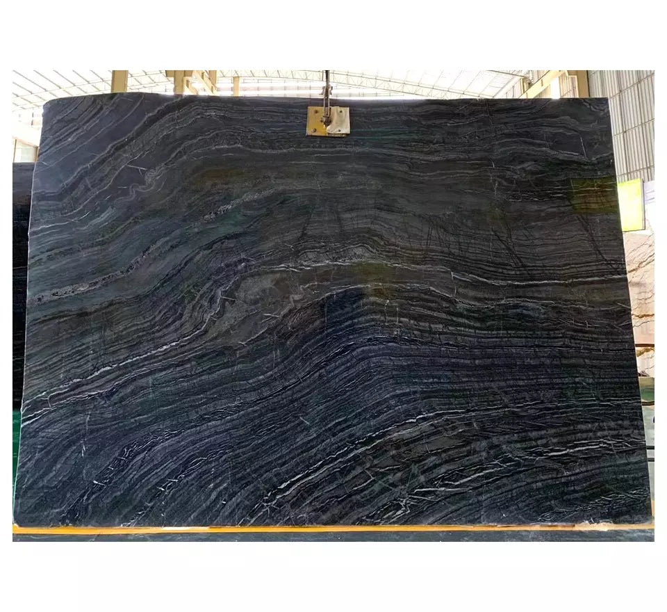 Black Wooden Marble Slab Polished Black Forest Marble For Wall Tile