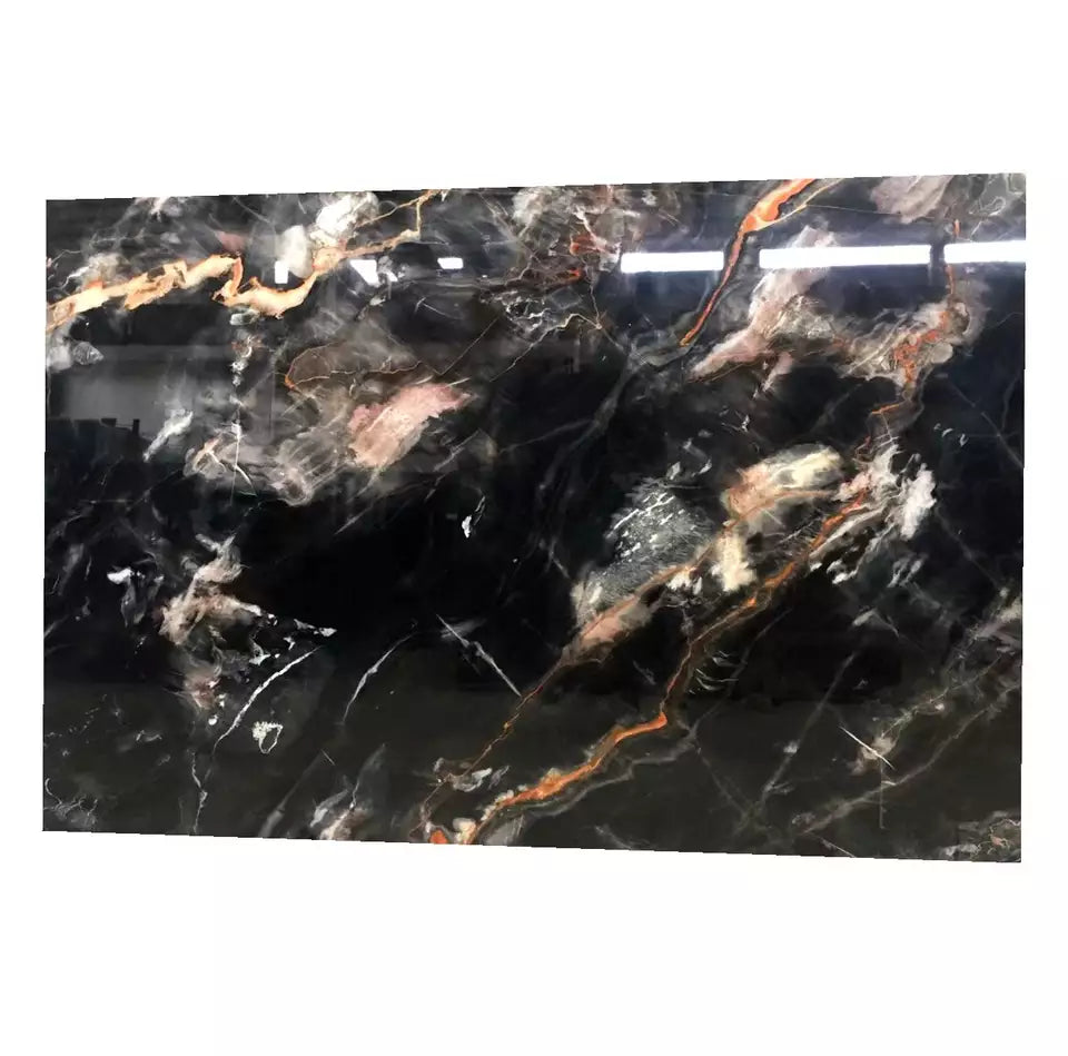 Black Rose Marble With Veins pattern Slabs Black Color Floor Marble Tiles Black Marble