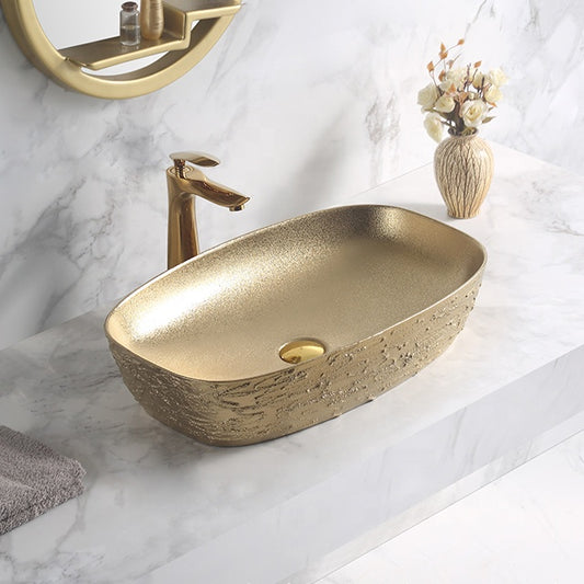 Ceramic bathroom accessories wash basin Gold Rustic