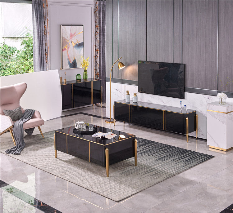 Living Room Furniture Coffee Table Tv Cabinet Only Stainless Steel Legs and Wooded Cabinet