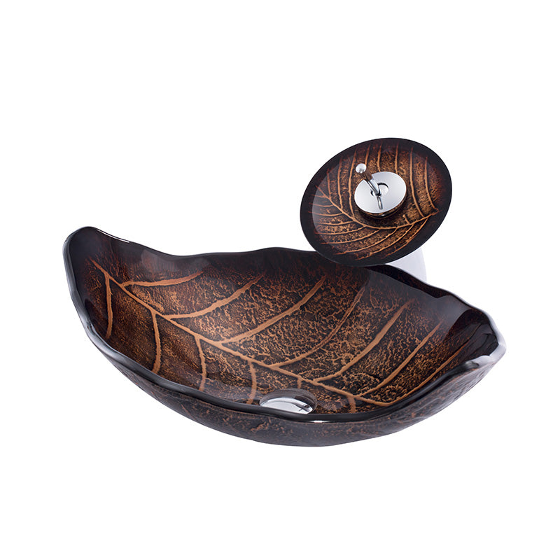 Brown Leaf Small Hand Basins Kitchen Bathroom Cabinet Sinks Color Modern Sink Bathroom Wash Basin with Pedestal