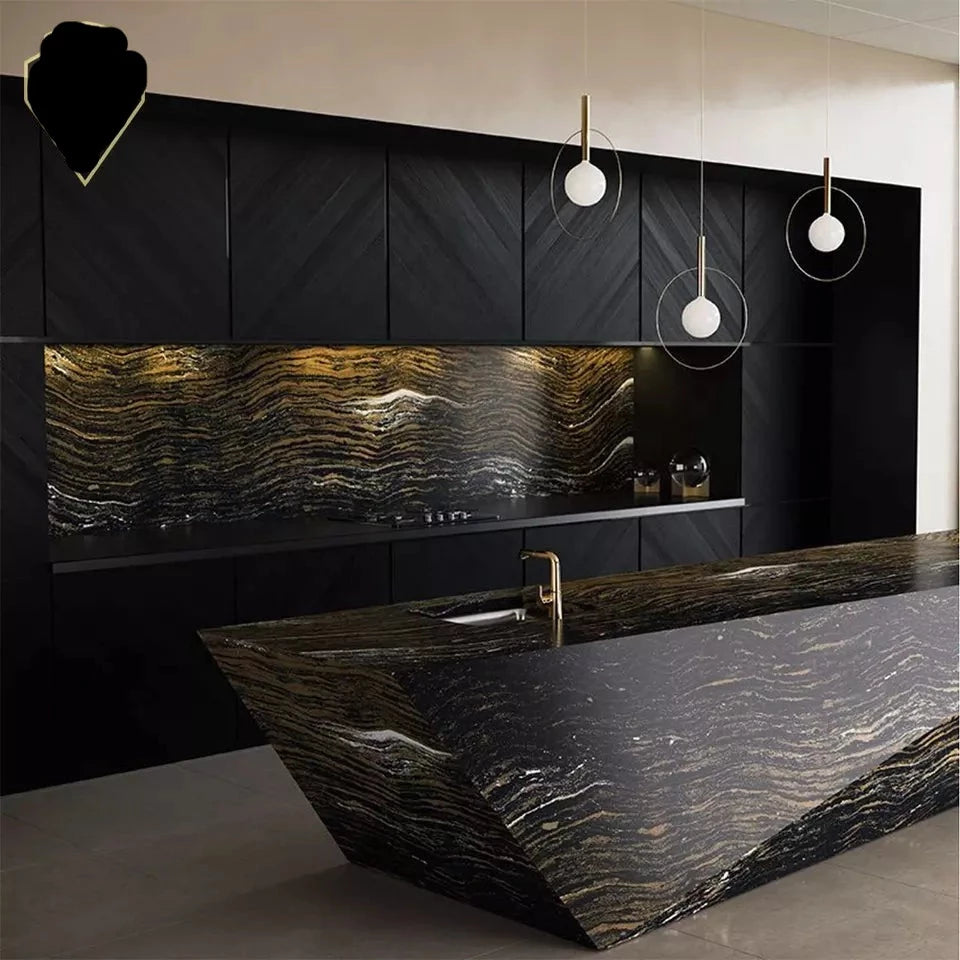 Modern style kitchen natural stone desktop high quality kitchen customization