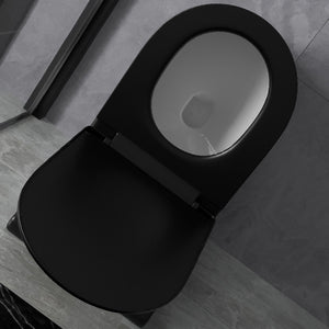 Black Matte Toilet Bowl Tornado Flush Floor Mounted Italian Style