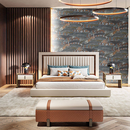 Hot Seller Italian Style Genuine Leather Bedroom Furniture Luxury Design Stainless Steel Modern Bed