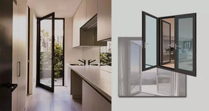 12mm Security double tempered aluminum frame glass double swing door