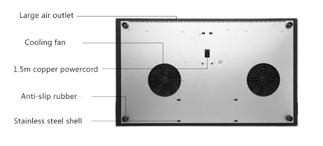 Grey Touch Control Smooth Double Induction Coker 2 Stove Burner