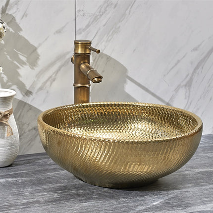 Golden basins ceramic hand painted sinks