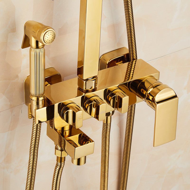 Gold Shower Set Luxury Shower System 360 Degree Rotating 4 Water Modes PVD Plating