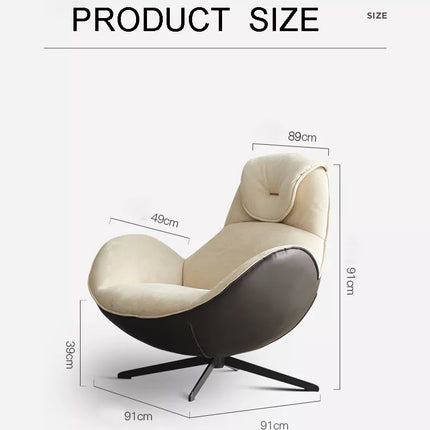 Fauteuil pivotant en cuir véritable, base rotative à 360°, fauteuil de salon en forme de coquille d'œuf 