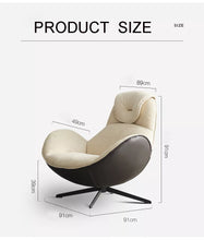 Load image into Gallery viewer, Swivel Genuine Leather 360 Rotatable Base Leisure Lounge Living Room Sofa Chair Egg Shell Shaped Chairs
