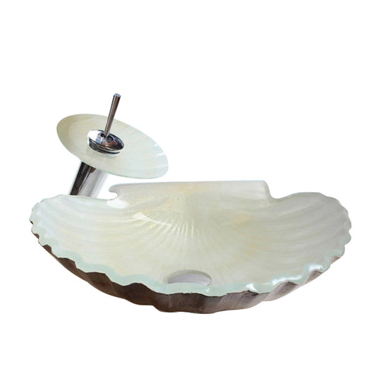 Shell Shape Glass Bathroom Vanity Wash Hand Basins Sink Bowl