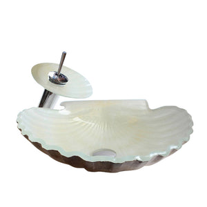 Shell Shape Glass Bathroom Vanity Wash Hand Basins Sink Bowl
