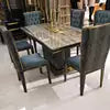 Load image into Gallery viewer, luxury Italian leather dinner dining table and chairs 6 luxury dinning chairs modern marble dining room furniture table set
