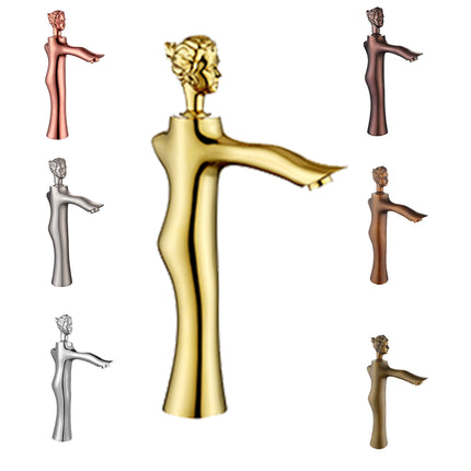 Metal Beauty Women Face Shaped Washbasin Faucet Health Water Sink Tap