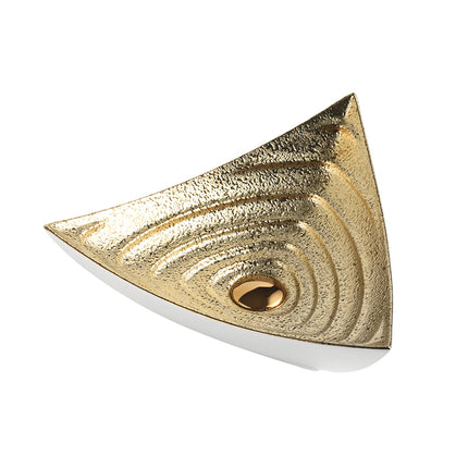 Golden decorative ceramic table top art basin bathroom sink triangle hand wash basin
