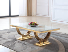 Cargar imagen en el visor de la galería, Visionnaire Home Contemporary Luxury Marble Center Table Gold Stainless Steel Glass Coffee Table
