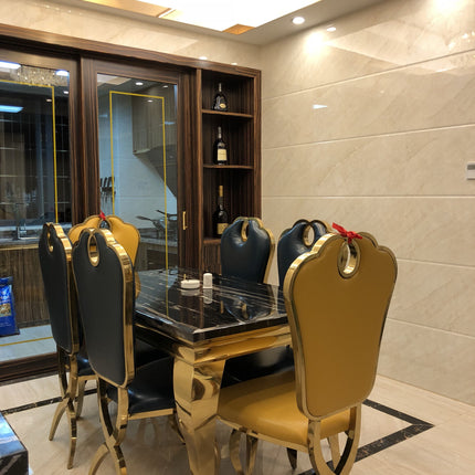 New Listing Modern Long Dining Table China Luxury Marble Dining Room Table 6 Persons