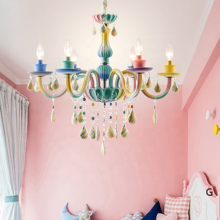 Modern rainbow decorative colorful  crystal chandelier ceiling lights