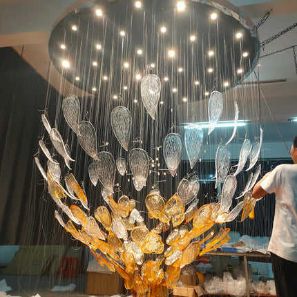 Luxury Stainless steel frame modern led chandelier big crystal hotel lighting