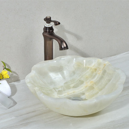 Luxury white onyx lotus shape wash hand sink basin