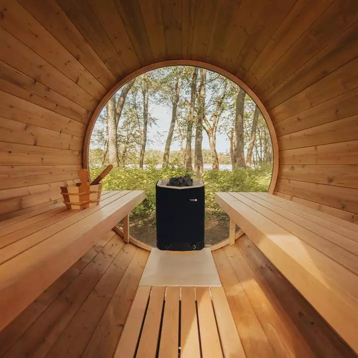 Dome wooden steam red light infrared sauna room corner double home glass panoramic outdoor sauna room