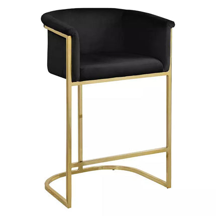 Luxuriöser Barhocker mit goldenen Metallbeinen, Frühstücksbarhocker mit Armlehnen, modernes Möbelstück 