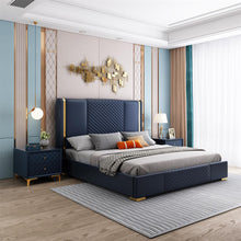 Load image into Gallery viewer, Modern Bedroom Storage Leather Bed Custom Made Furniture  Adult bed Substantial and comfortable woodenbed
