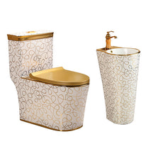 Load image into Gallery viewer, Bathroom Design Ceramic Fixing to Wall with Gold Color Toilet Lavatory Bathroom Sanitary Ware Toilet Bowl
