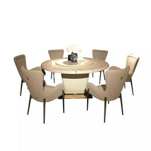 Load image into Gallery viewer, Luxury modern wood stainless steel leather material furniture sets dining room
