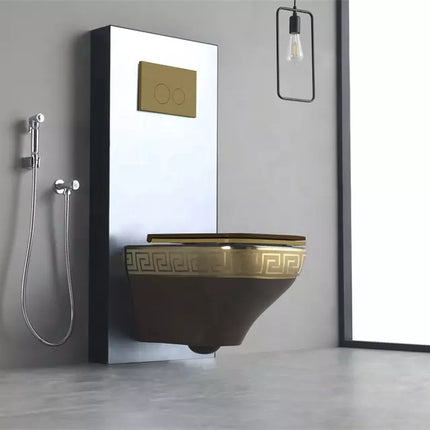 toilet bowl siphon 300mm roughning inn electroplated porcelaine ceramic toilet dual flush rimless wall mounted luxury highend high quality white modern gold black blue pink toilet water closet toilet fixture sanitary ware flush toilet sensor commode potty smart modern egg shape toilet seat

