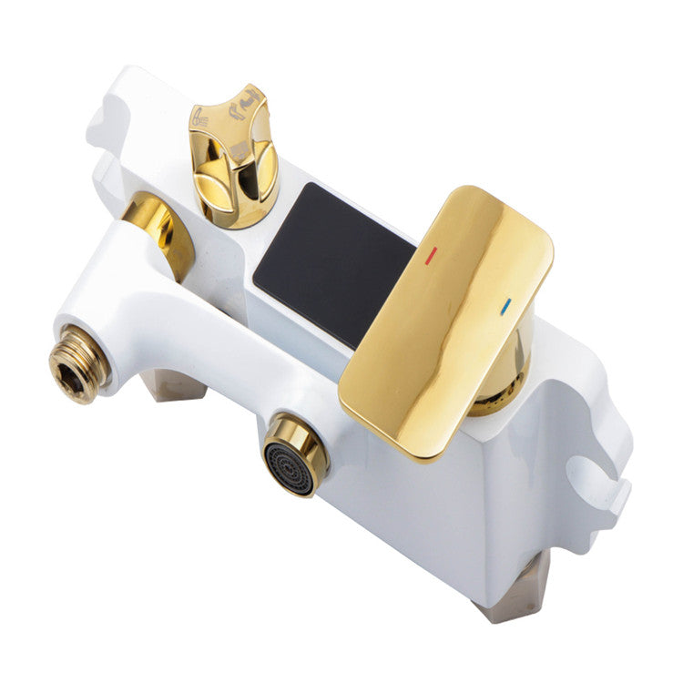 Shower Head Luxury White and Gold Copper Shower Set Golden Pressurized