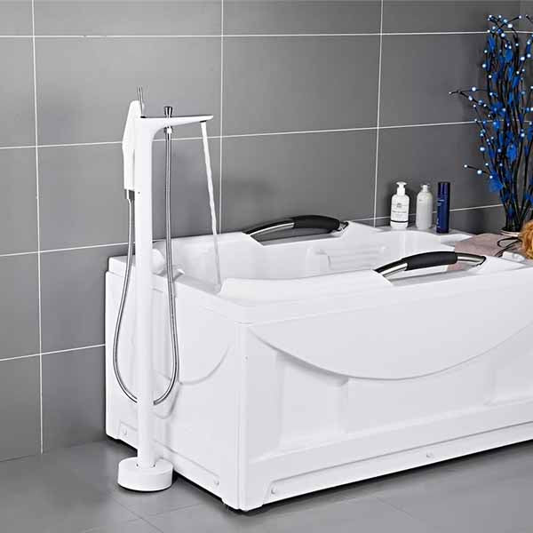 White Chrome Bathroom Floor Standing Mount Bath Tub Sink Faucet Mixer