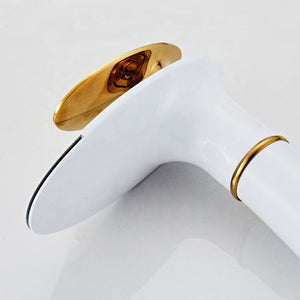 Gold faucet plated wash basin mixer with waterfall spout