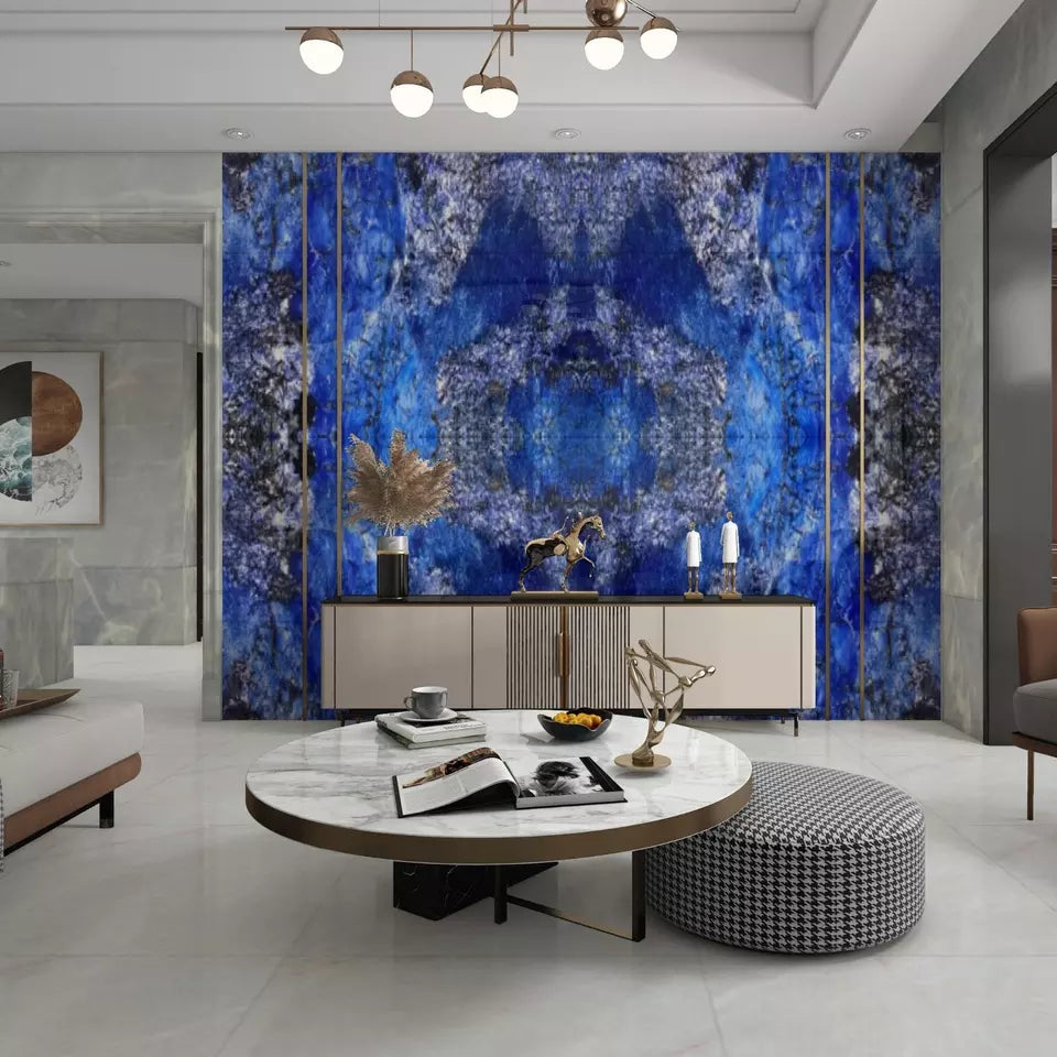 Natural gem stone blue agate slabs