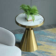 Charger l&#39;image dans la galerie, Modern Luxury Round Marble Top gold stainless steel Small Coffee Table for living room
