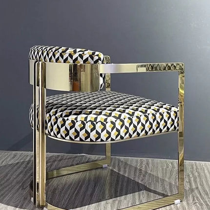 Luxury Living Room Gold Stainless Steel Accent Chair PU Leather Upholster Dining Chair For Hotel Home