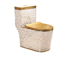 Load image into Gallery viewer, Golden toilet Pattern design golden one-piece toilet bowl
