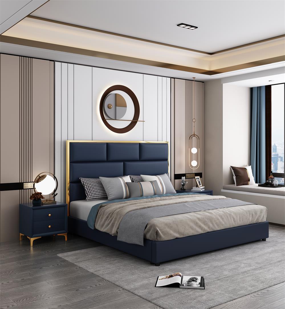 Luxury Bedroom Furniture beds Upholstered Modern Wood Bed Room Set Furniture beds