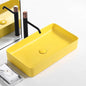Italian style matte color table top modern vanity washbasin hand wash basin rectangular yellow ceramic bathroom vessel sink