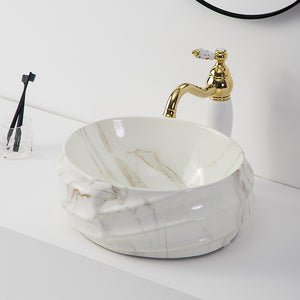 European modern marble stone design solid surface luxury washroom bathroom hand washbasin ceramic white marble basin sink