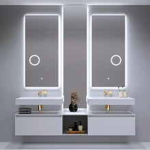 Load image into Gallery viewer, Cabinet Vanity with LED mirror and Towel HandleRock board bathroom cabinet
