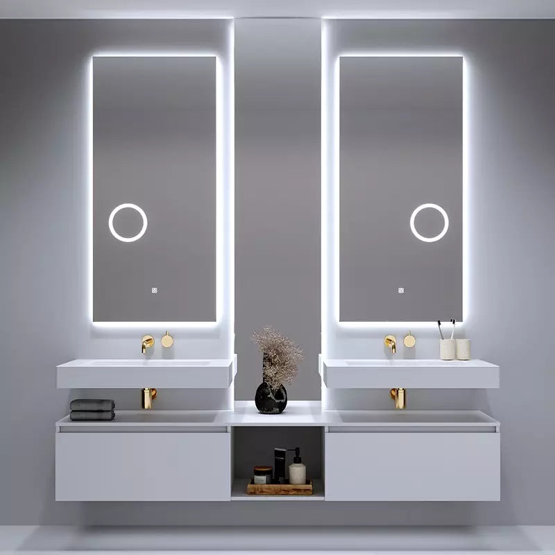 Cabinet Vanity with LED mirror and Towel HandleRock board bathroom cabinet