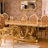 Загрузить изображение в средство просмотра галереи, luxury dining set golden foil hand carved Italian style dining room furniture round dining table
