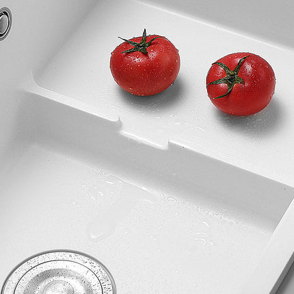 Quartz Stone Sink Washbasin Single Slot White Kitchen Step Sink White Italian Rough