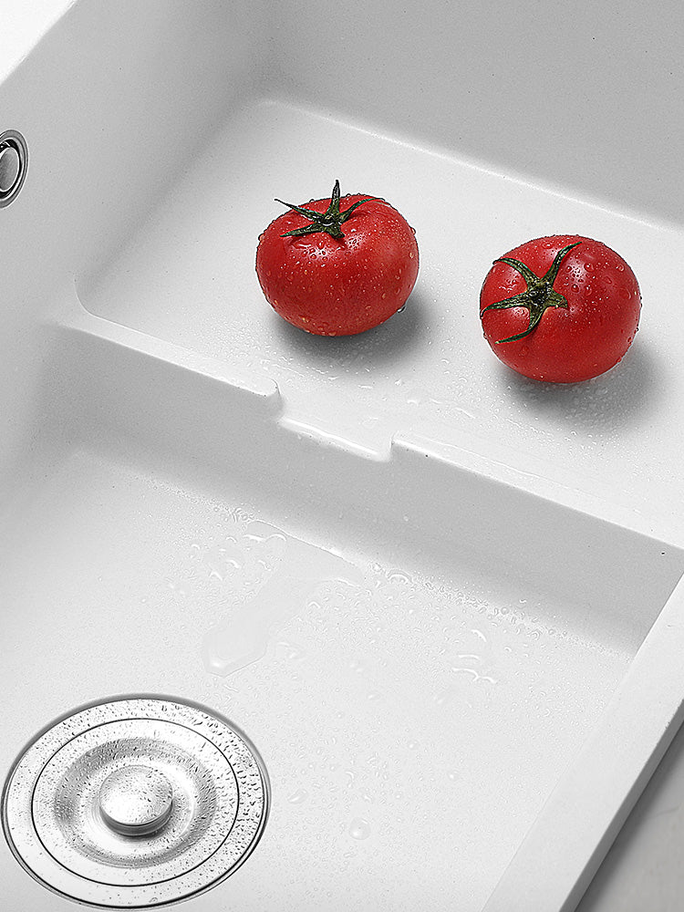 Quartz Stone Sink Washbasin Single Slot White Kitchen Step Sink White Italian Rough