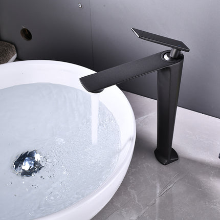 Robinet mitigeur lavabo monotrou eau chaude/eau froide XY-2002R, robinet à poignée unique, montage sur plage, laiton noir 