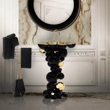 Lade das Bild in den Galerie-Viewer, Italian Luxury Wash Basin Pedestal Stainless steel and Brass
